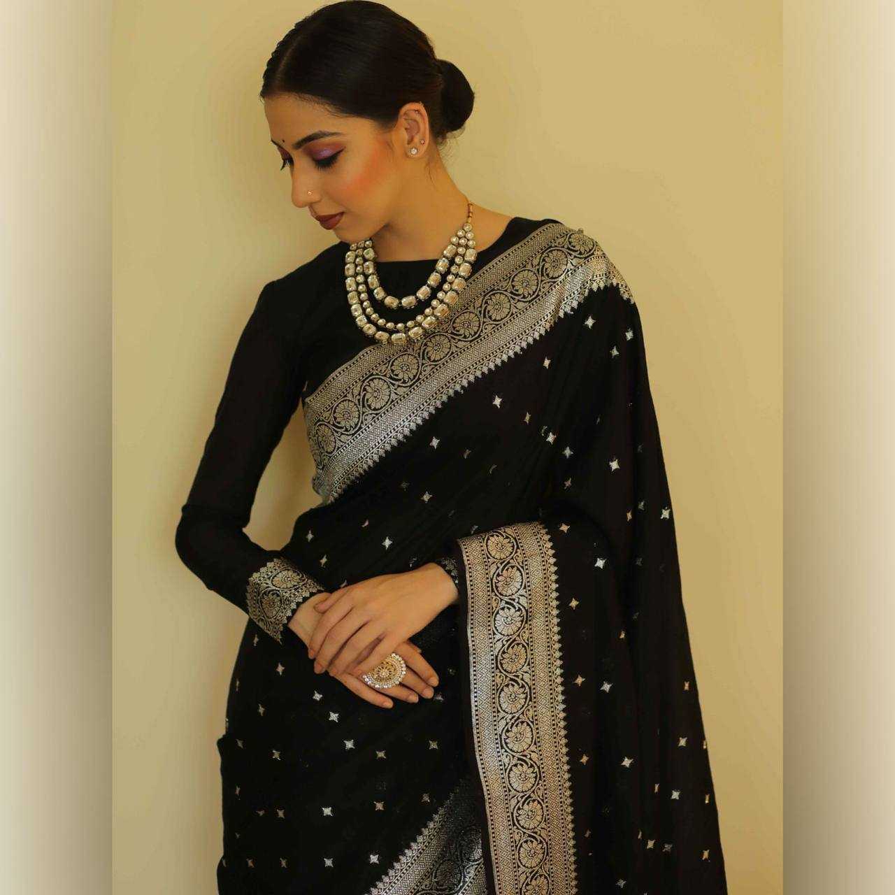 YNF COTTON RIN179 598 SAREES WHOLESALE COTTON LINEN ZARI BORDER BLACK SAREES MANUFACTURER - Deevit International