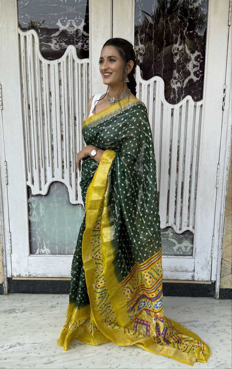 YNF COTTON SILK KESH117 RWC80 SAREES WHOLESALE COTTON BANDHANI JACQUARD SILK SAREES MANUFACTURER - Deevit International