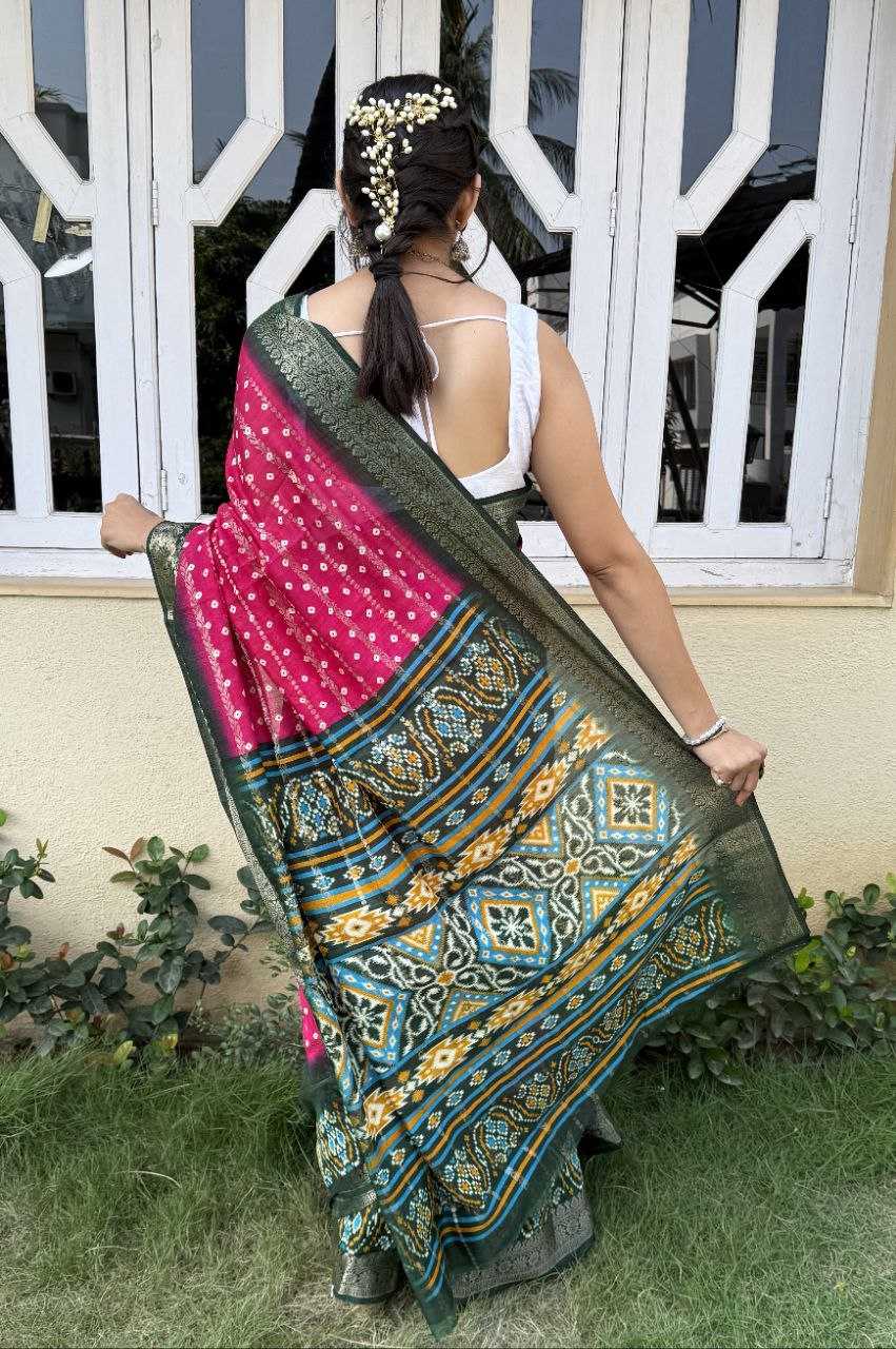 YNF COTTON SILK KESH117 RWC81 SAREES WHOLESALE COTTON BANDHANI JACQUARD SILK PINK SAREES MANUFACTURER - Deevit International