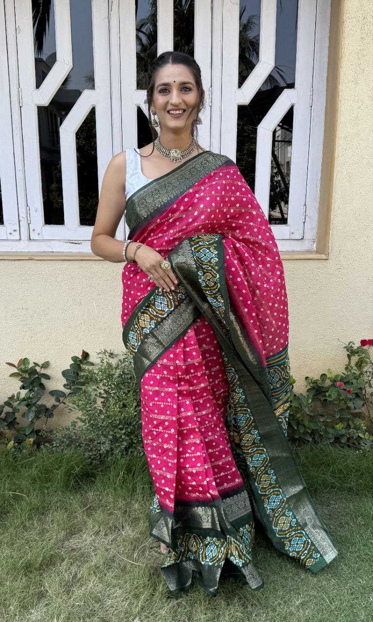 YNF COTTON SILK KESH117 RWC81 SAREES WHOLESALE COTTON BANDHANI JACQUARD SILK PINK SAREES MANUFACTURER - Deevit International