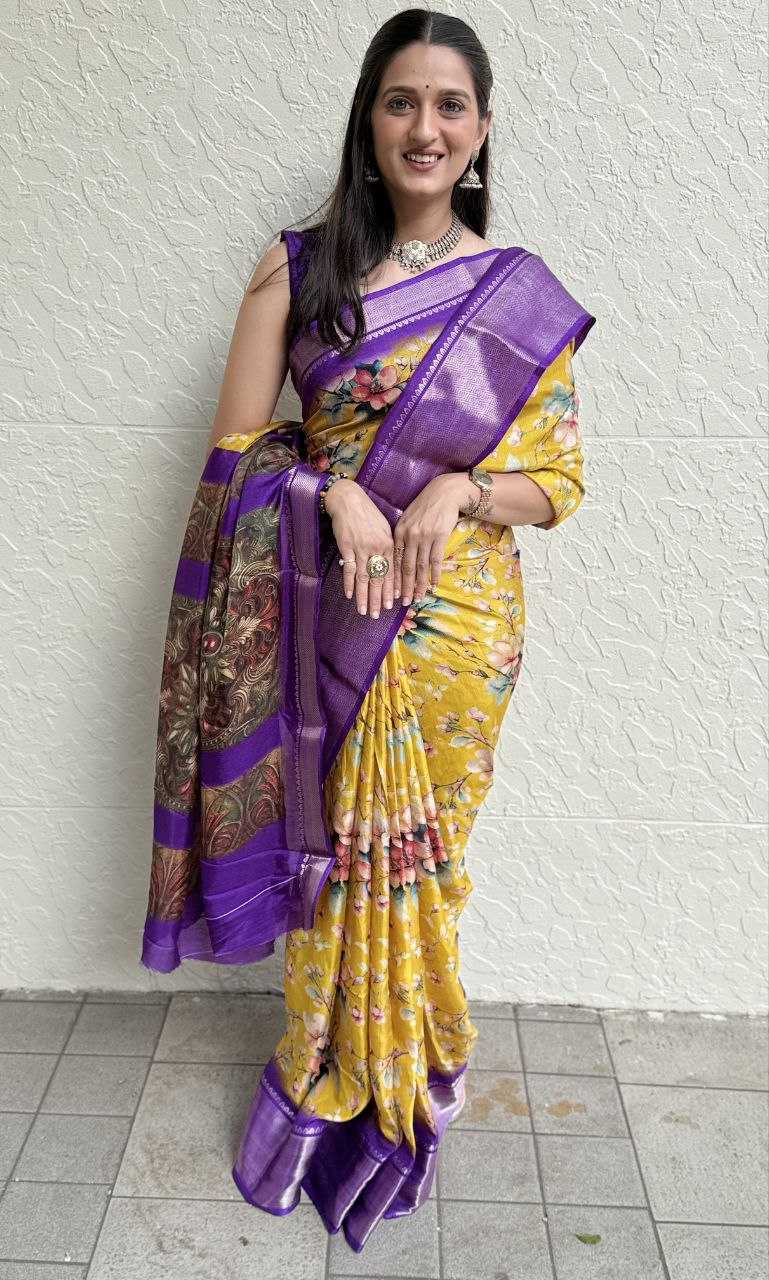 YNF DOLA SILK KESH117 RWC103 SILK SAREES WHOLESALE FESTIVAL SILK DOLA SILK ZARI BORDER SILK PRINTED SILK SAREES MANUFACTURER - Deevit International