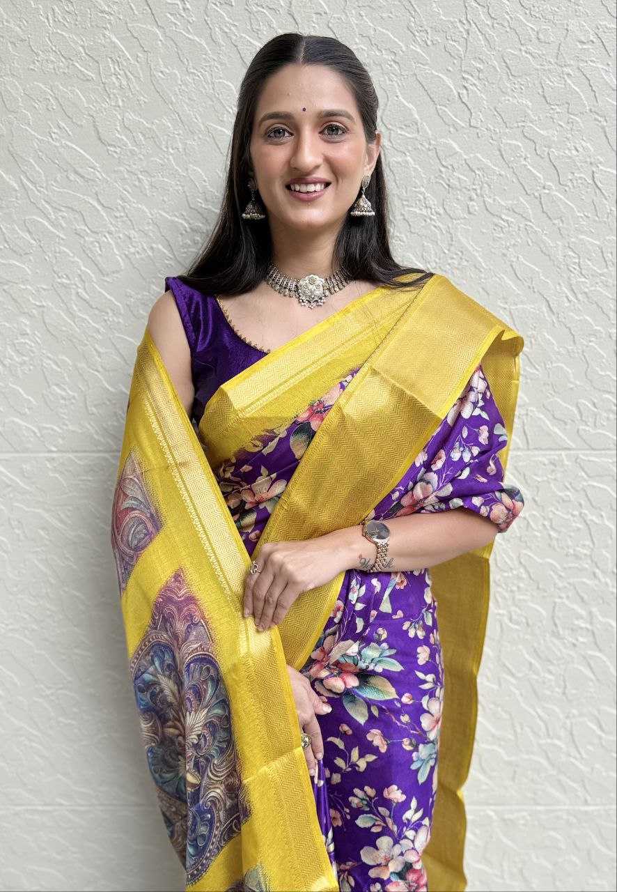 YNF DOLA SILK KESH117 RWC103 SILK SAREES WHOLESALE FESTIVAL SILK DOLA SILK ZARI BORDER SILK PRINTED SILK SAREES MANUFACTURER - Deevit International