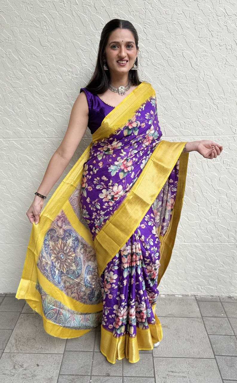 YNF DOLA SILK KESH117 RWC103 SILK SAREES WHOLESALE FESTIVAL SILK DOLA SILK ZARI BORDER SILK PRINTED SILK SAREES MANUFACTURER - Deevit International