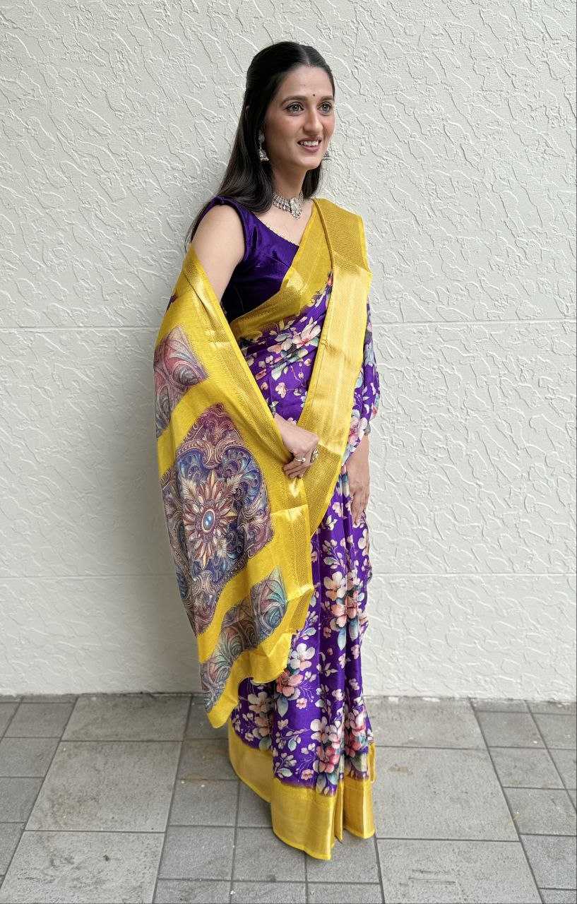 YNF DOLA SILK KESH117 RWC103 SILK SAREES WHOLESALE FESTIVAL SILK DOLA SILK ZARI BORDER SILK PRINTED SILK SAREES MANUFACTURER - Deevit International