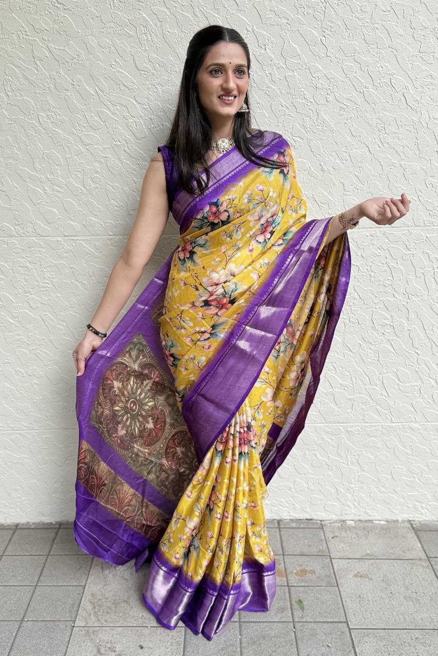 YNF DOLA SILK KESH117 RWC103 SILK SAREES WHOLESALE FESTIVAL SILK DOLA SILK ZARI BORDER SILK PRINTED SILK SAREES MANUFACTURER - Deevit International