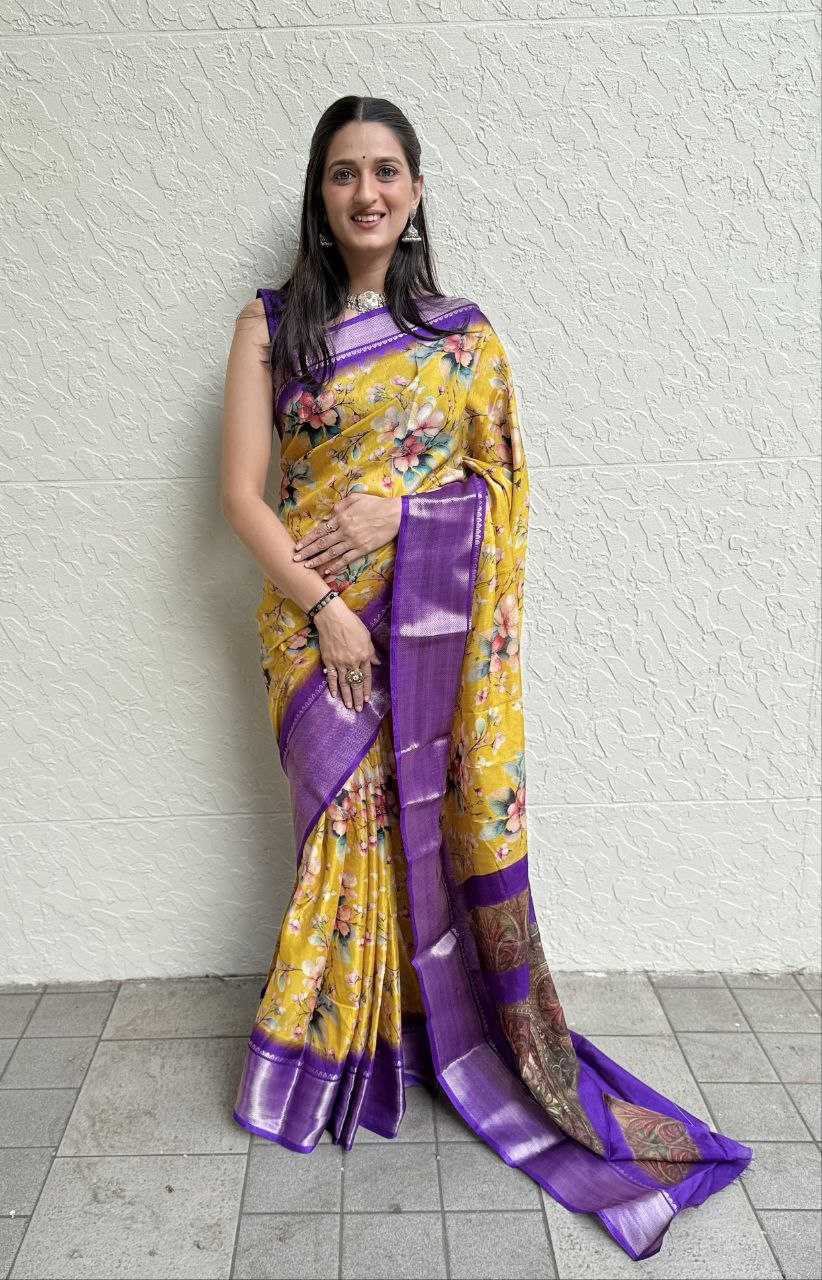 YNF DOLA SILK KESH117 RWC103 SILK SAREES WHOLESALE FESTIVAL SILK DOLA SILK ZARI BORDER SILK PRINTED SILK SAREES MANUFACTURER - Deevit International