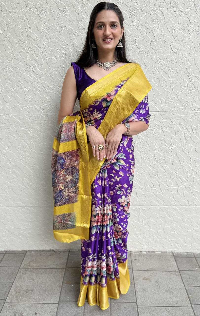 YNF DOLA SILK KESH117 RWC103 SILK SAREES WHOLESALE FESTIVAL SILK DOLA SILK ZARI BORDER SILK PRINTED SILK SAREES MANUFACTURER - Deevit International