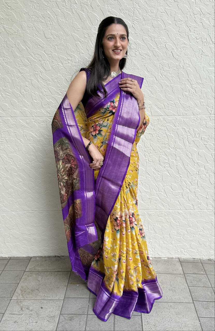 YNF DOLA SILK KESH117 RWC103 SILK SAREES WHOLESALE FESTIVAL SILK DOLA SILK ZARI BORDER SILK PRINTED SILK SAREES MANUFACTURER - Deevit International