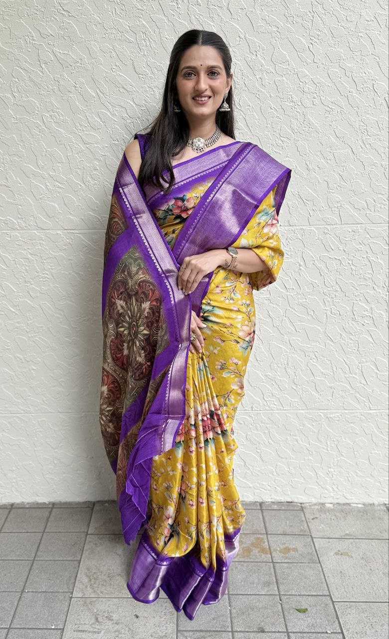 YNF DOLA SILK KESH117 RWC103 SILK SAREES WHOLESALE FESTIVAL SILK DOLA SILK ZARI BORDER SILK PRINTED SILK SAREES MANUFACTURER - Deevit International