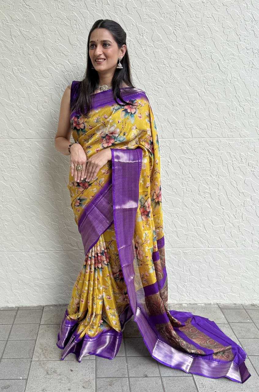 YNF DOLA SILK KESH117 RWC103 SILK SAREES WHOLESALE FESTIVAL SILK DOLA SILK ZARI BORDER SILK PRINTED SILK SAREES MANUFACTURER - Deevit International