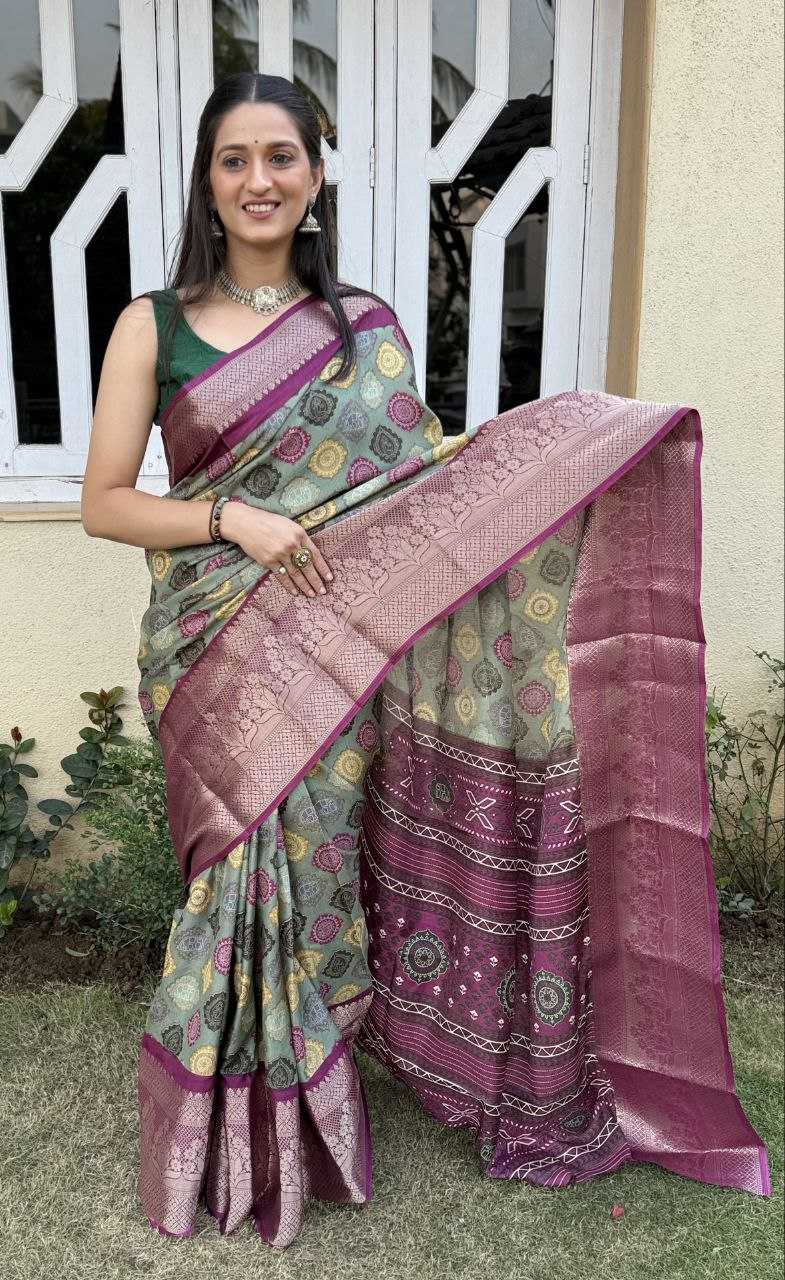 YNF DOLA SILK KESH117 RWC104 SILK SAREES WHOLESALE FESTIVAL SILK DOLA SILK ZARI BORDER SILK PRINTED SILK SAREES MANUFACTURER - Deevit International