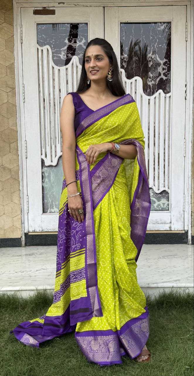 YNF DOLA SILK KESH117 RWC37 SILK SAREES WHOLESALE DOLA SILK ZARI BORDER SILK UNIFORM BANDHANI SAREES MANUFACTURER - Deevit International