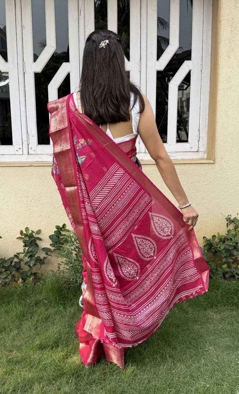 YNF DOLA SILK KESH117 RWC38 SILK SAREES WHOLESALE DOLA SILK ZARI BORDER SILK PRINTED PINK SILK SAREES MANUFACTURER - Deevit International