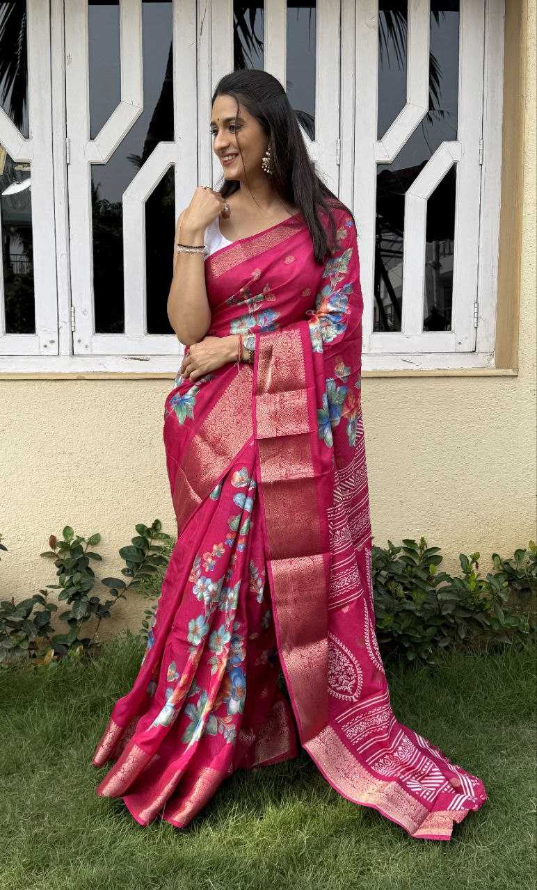 YNF DOLA SILK KESH117 RWC38 SILK SAREES WHOLESALE DOLA SILK ZARI BORDER SILK PRINTED PINK SILK SAREES MANUFACTURER - Deevit International