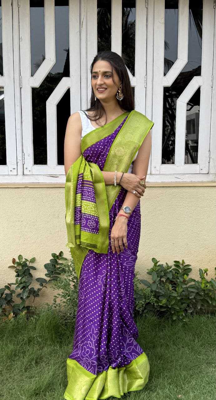 YNF DOLA SILK KESH117 RWC41 SILK SAREES WHOLESALE DOLA SILK ZARI BORDER SILK UNIFORM BANDHANI PURPLE SILK SAREES MANUFACTURER - Deevit International