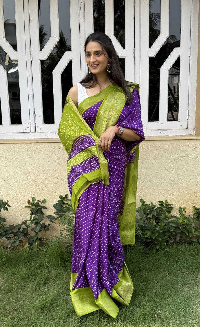 YNF DOLA SILK KESH117 RWC41 SILK SAREES WHOLESALE DOLA SILK ZARI BORDER SILK UNIFORM BANDHANI PURPLE SILK SAREES MANUFACTURER - Deevit International