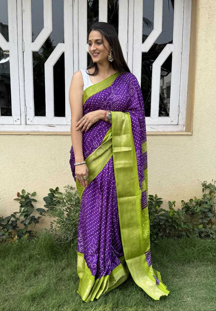 YNF DOLA SILK KESH117 RWC41 SILK SAREES WHOLESALE DOLA SILK ZARI BORDER SILK UNIFORM BANDHANI PURPLE SILK SAREES MANUFACTURER - Deevit International