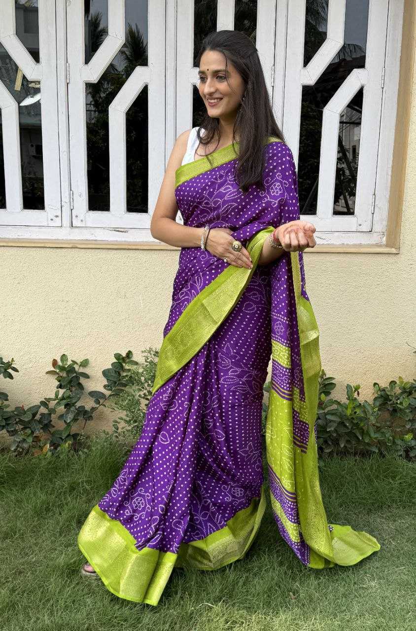 YNF DOLA SILK KESH117 RWC41 SILK SAREES WHOLESALE DOLA SILK ZARI BORDER SILK UNIFORM BANDHANI PURPLE SILK SAREES MANUFACTURER - Deevit International