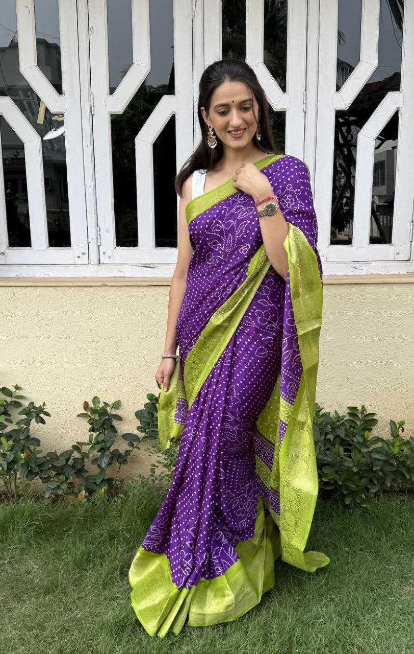 YNF DOLA SILK KESH117 RWC41 SILK SAREES WHOLESALE DOLA SILK ZARI BORDER SILK UNIFORM BANDHANI PURPLE SILK SAREES MANUFACTURER - Deevit International