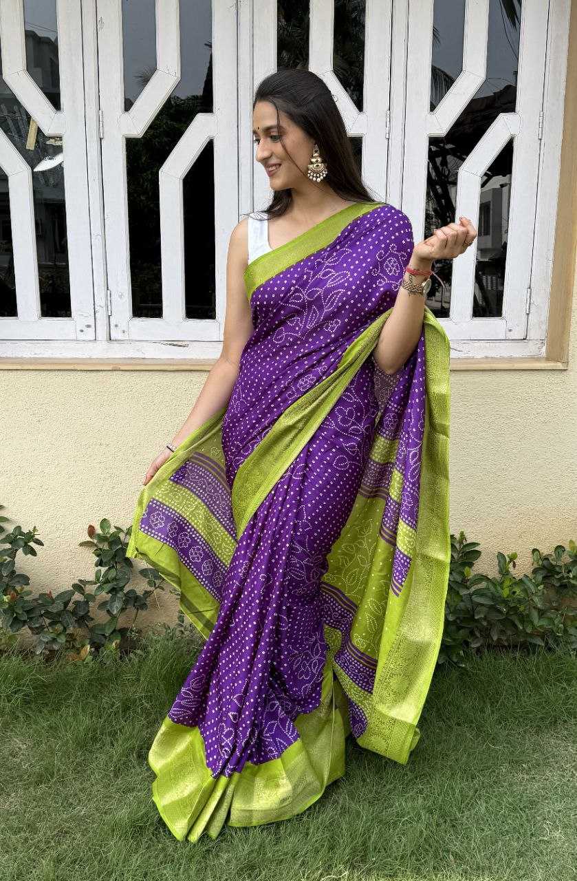 YNF DOLA SILK KESH117 RWC41 SILK SAREES WHOLESALE DOLA SILK ZARI BORDER SILK UNIFORM BANDHANI PURPLE SILK SAREES MANUFACTURER - Deevit International