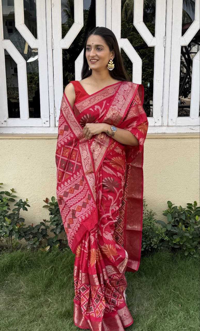 YNF DOLA SILK KESH117 RWC56 SILK SAREES WHOLESALE DOLA SILK ZARI BORDER SILK RED SAREES MANUFACTURER - Deevit International