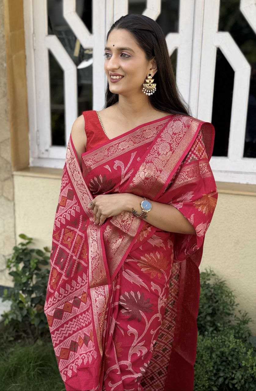 YNF DOLA SILK KESH117 RWC56 SILK SAREES WHOLESALE DOLA SILK ZARI BORDER SILK RED SAREES MANUFACTURER - Deevit International