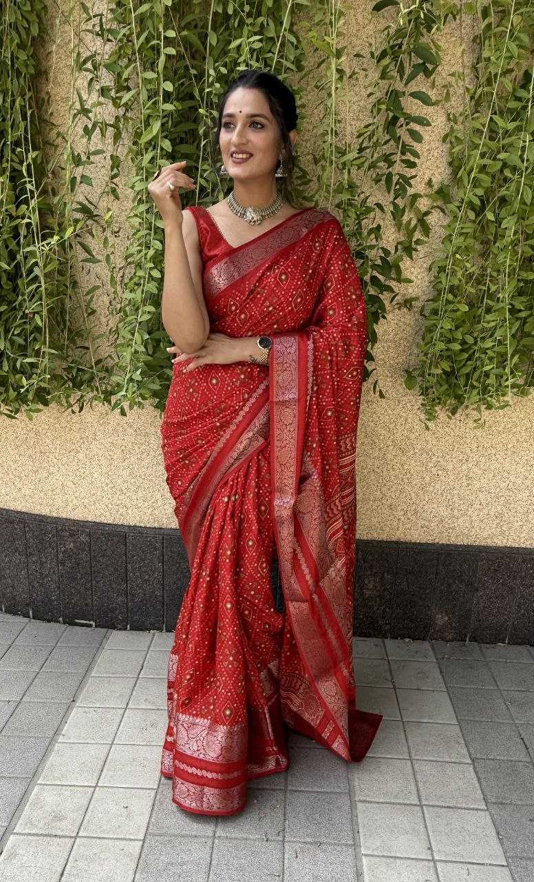 YNF DOLA SILK KESH117 RWC69 SAREES WHOLESALE RED ZARI BORDER SILK SAREES MANUFACTURER - Deevit International