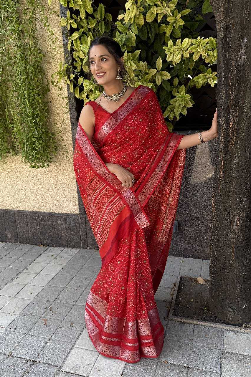 YNF DOLA SILK KESH117 RWC69 SAREES WHOLESALE RED ZARI BORDER SILK SAREES MANUFACTURER - Deevit International