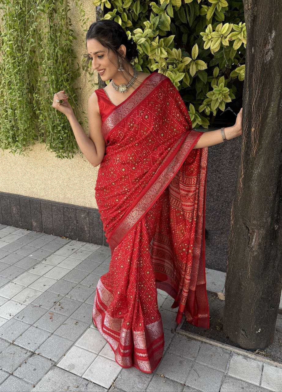 YNF DOLA SILK KESH117 RWC69 SAREES WHOLESALE RED ZARI BORDER SILK SAREES MANUFACTURER - Deevit International