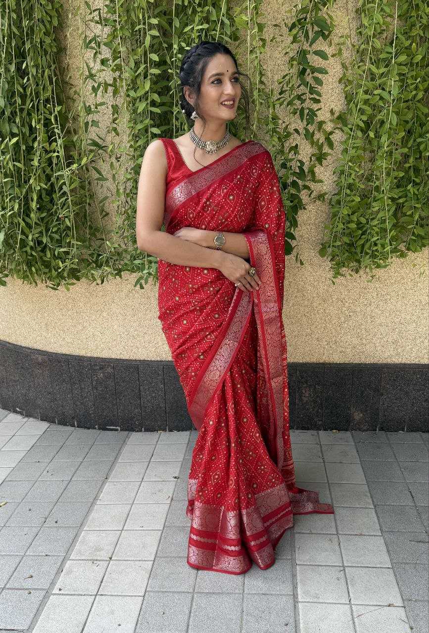 YNF DOLA SILK KESH117 RWC69 SAREES WHOLESALE RED ZARI BORDER SILK SAREES MANUFACTURER - Deevit International