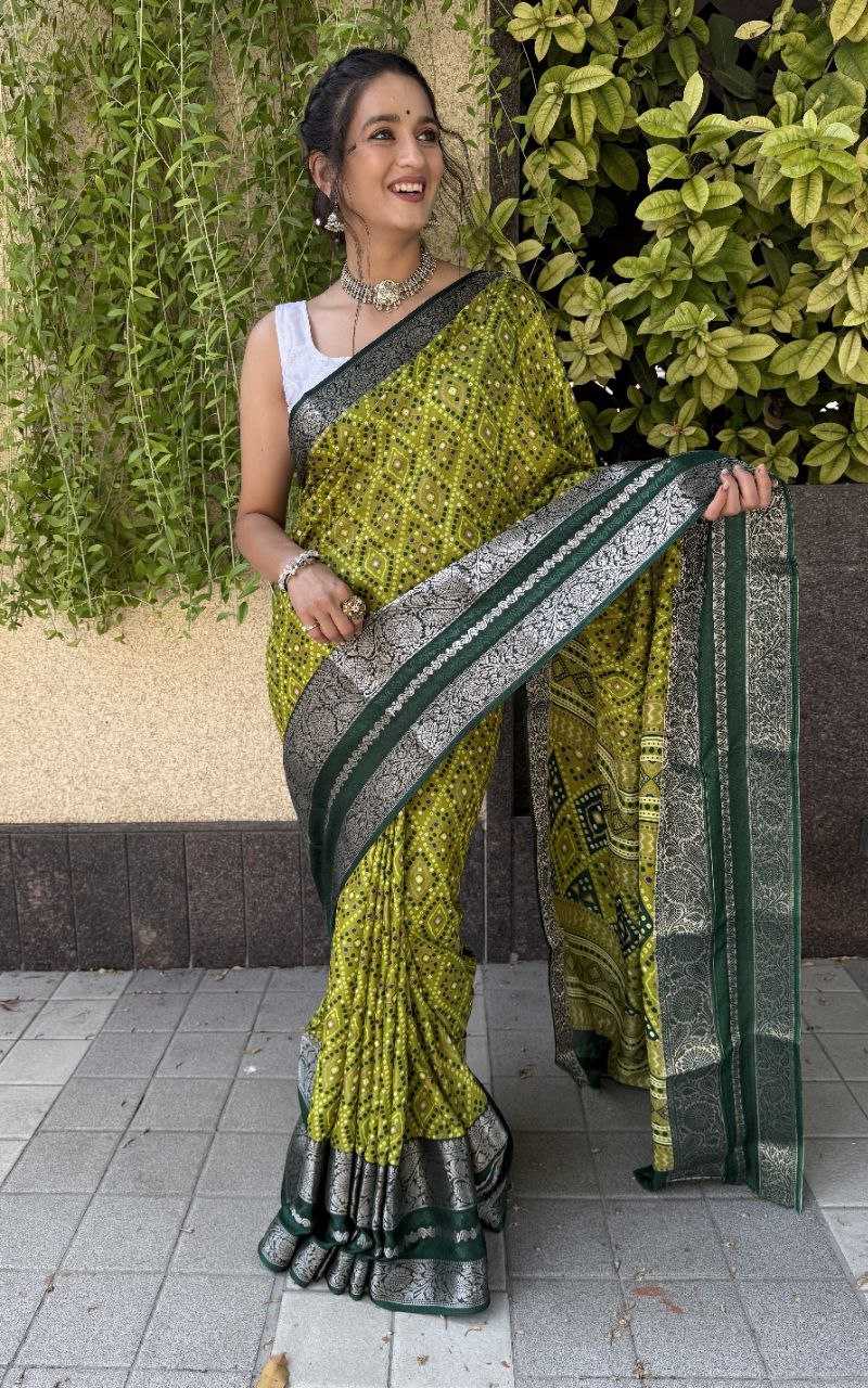 YNF DOLA SILK KESH117 RWC71 SILK SAREES WHOLESALE DOLA SILK ZARI BORDER SILK MEHENDI OUTFITS SAREES MANUFACTURER - Deevit International