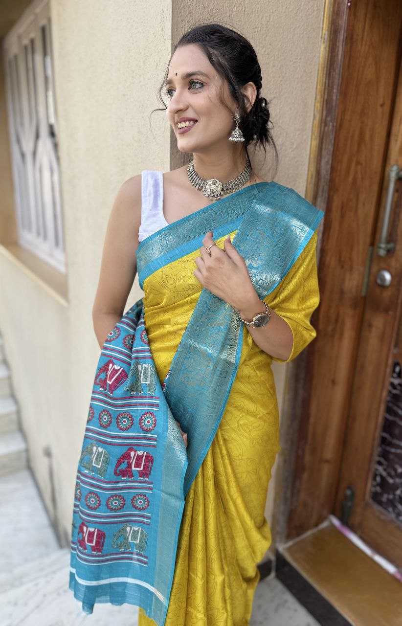 YNF DOLA SILK KESH117 RWC72 SILK SAREES WHOLESALE DOLA SILK ZARI BORDER SILK YELLOW SILK HALDI OUTFITS SAREES MANUFACTURER - Deevit International