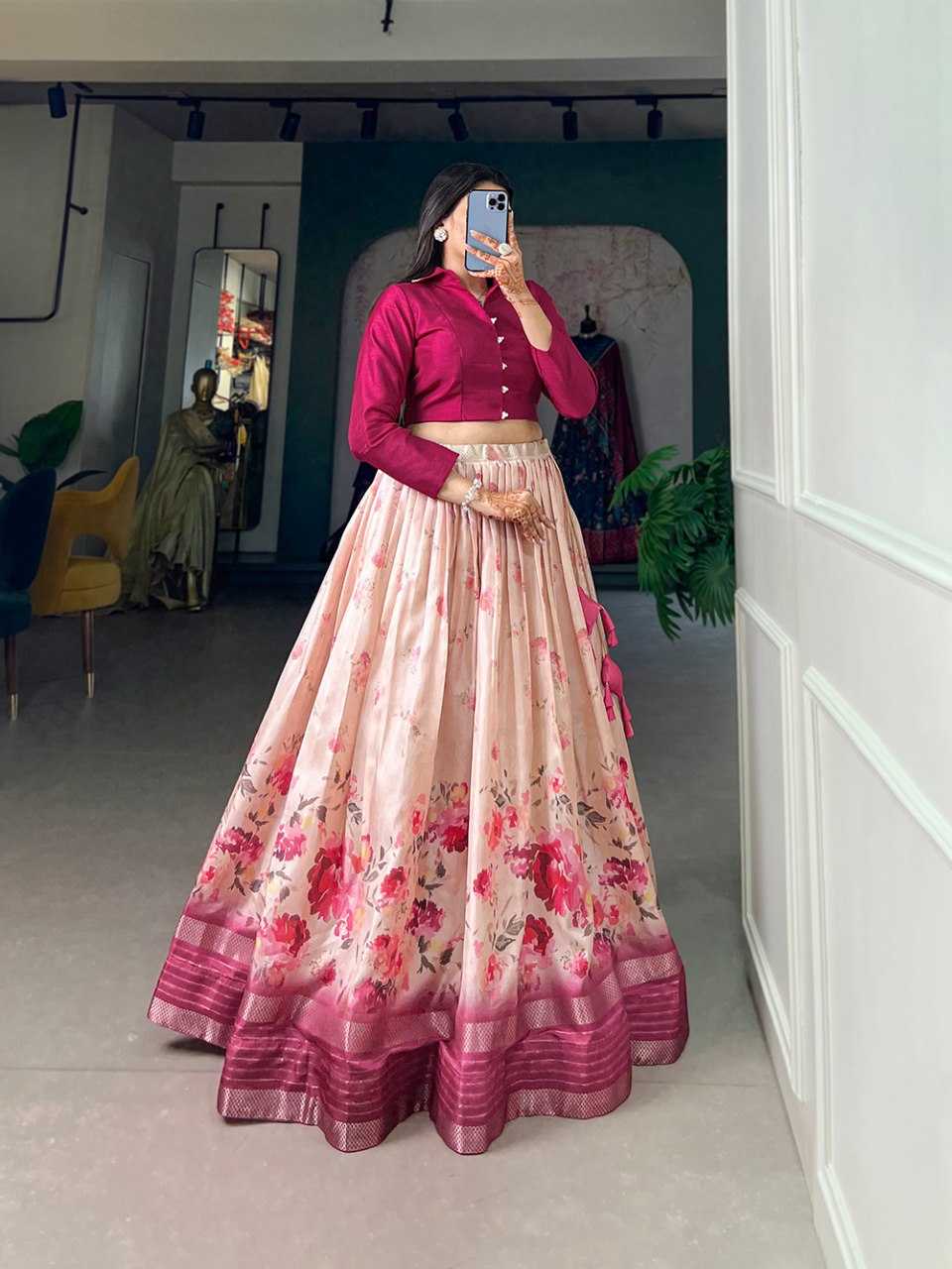 YNF DOLA SILK KESH136 1106 LEHENGAS WHOLESALE SILK PRINTED LEHENGA WITH BLOUSE LEHENGAS MANUFACTURER - Deevit International