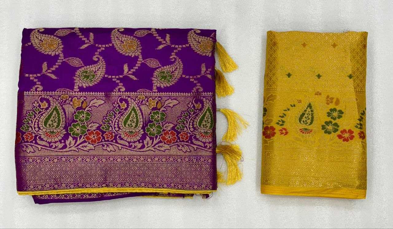 YNF DOLA SILK KESH213 RIN07 SAREES WHOLESALE DOLA SILK ZARI BORDER SILK PURPLE WEDDING OUTFITS SAREES MANUFACTURER - Deevit International