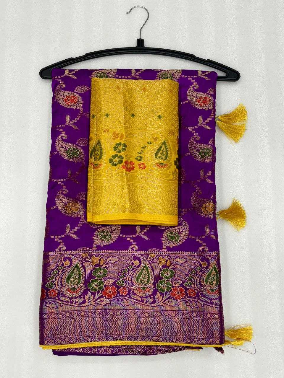 YNF DOLA SILK KESH213 RIN07 SAREES WHOLESALE DOLA SILK ZARI BORDER SILK PURPLE WEDDING OUTFITS SAREES MANUFACTURER - Deevit International