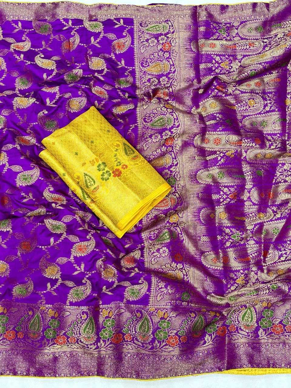 YNF DOLA SILK KESH213 RIN07 SAREES WHOLESALE DOLA SILK ZARI BORDER SILK PURPLE WEDDING OUTFITS SAREES MANUFACTURER - Deevit International