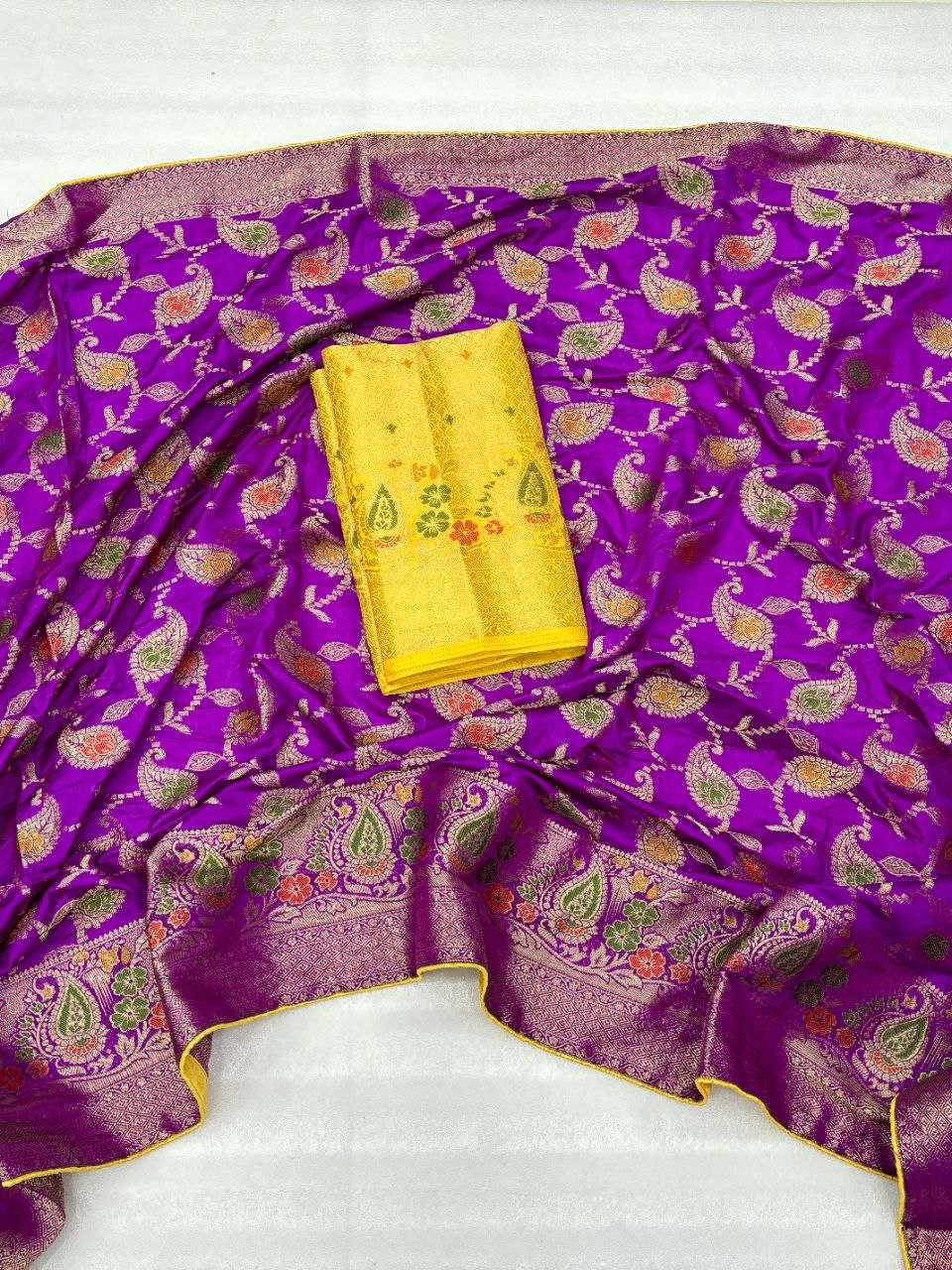 YNF DOLA SILK KESH213 RIN07 SAREES WHOLESALE DOLA SILK ZARI BORDER SILK PURPLE WEDDING OUTFITS SAREES MANUFACTURER - Deevit International