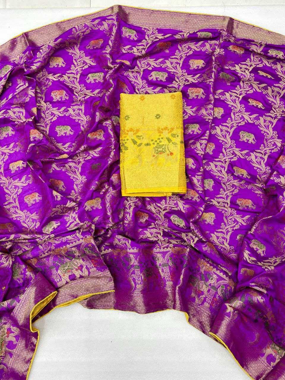 YNF DOLA SILK KESH213 RIN08 SILK SAREES WHOLESALE DOLA SILK ZARI BORDER SILK PURPLE WEDDING OUTFITS SAREES MANUFACTURER - Deevit International