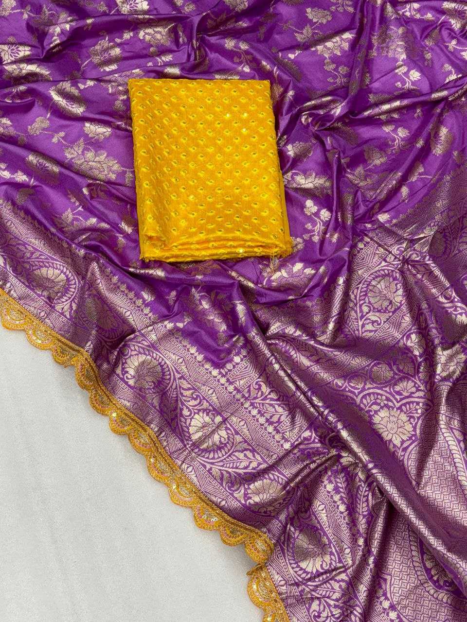 YNF DOLA SILK KESH213 RIN14 SAREES WHOLESALE DOLA SILK PURE ZARI SILK PURPLE SAREES MANUFACTURER - Deevit International