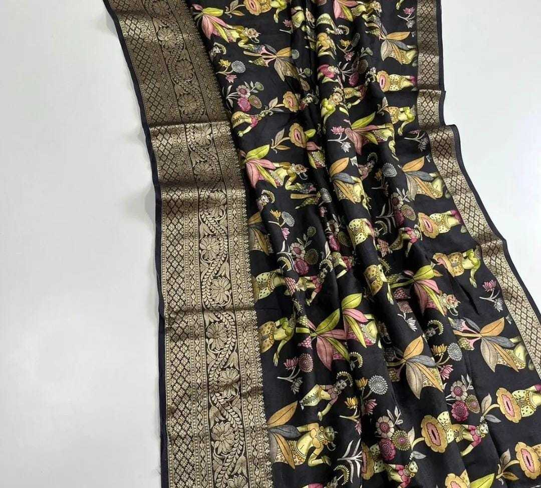 YNF DOLA SILK RIN149 MKD140 SILK SAREES WHOLESALE DOLA SILK ZARI BORDER SILK PRINTED SILK KALAMKARI SILK SAREES MANUFACTURER - Deevit International