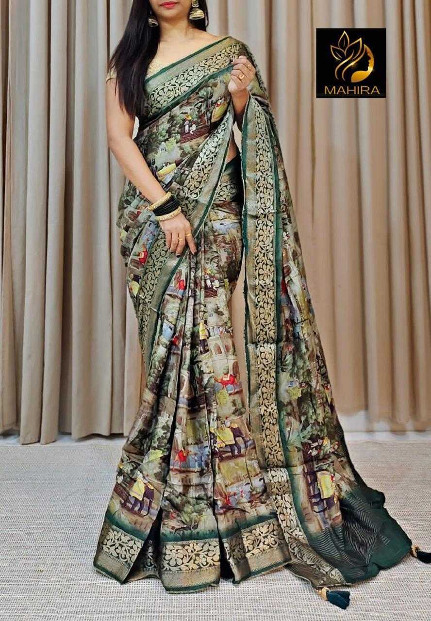 YNF DOLA SILK RIN149 MKD152 SILK SAREES WHOLESALE DOLA SILK ZARI BORDER SILK PRINTED SILK KALAMKARI SILK SAREES MANUFACTURER - Deevit International