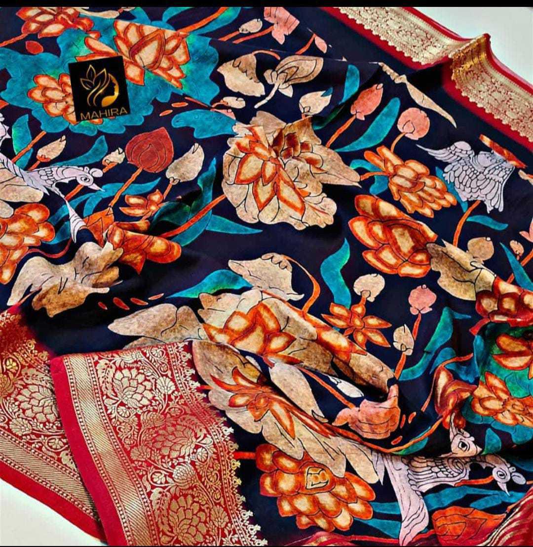 YNF DOLA SILK RIN149 MKD156 SILK SAREES WHOLESALE DOLA SILK ZARI BORDER SILK PRINTED SILK KALAMKARI SILK SAREES MANUFACTURER - Deevit International