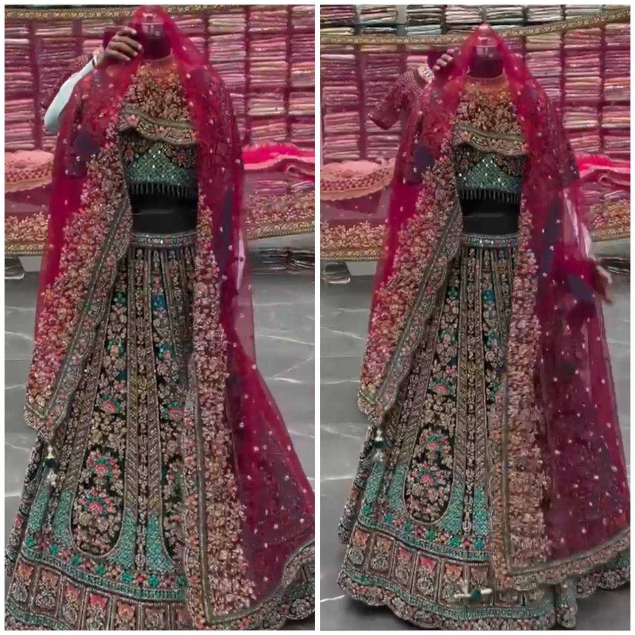 YNF FAUX GEOREGTTE RIN108 1690 LEHENGAS WHOLESALE EMBROIDERED DESIGNER GEOREGTTE WEDDING LEHENGAS MANUFACTURER - Deevit International