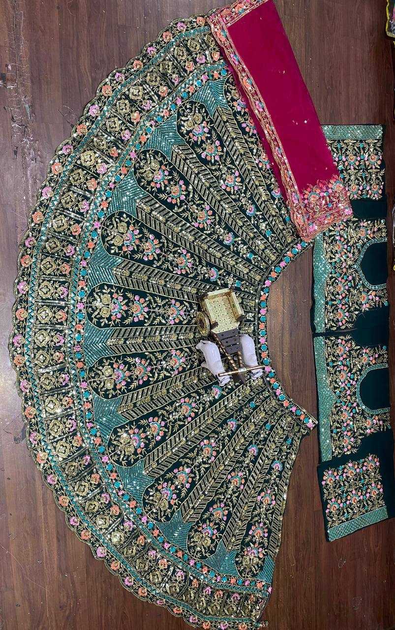 YNF FAUX GEOREGTTE RIN108 1690 LEHENGAS WHOLESALE EMBROIDERED DESIGNER GEOREGTTE WEDDING LEHENGAS MANUFACTURER - Deevit International