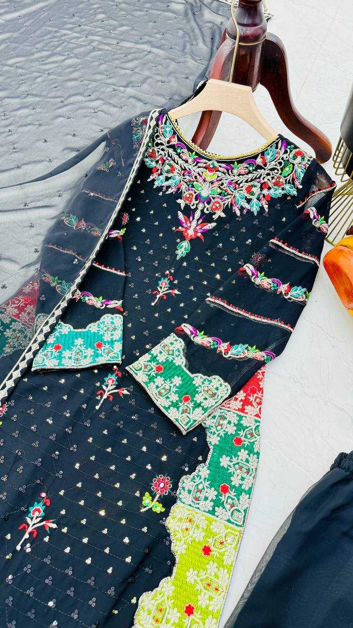 YNF FAUX GEORGETT KEKESH158 9003 SUITS & DRESSES WHOLESALE EMBROIDERED GEORGETTE LADIES WEDDING PAKISTANI SUITS MANUFACTURER - Deevit International