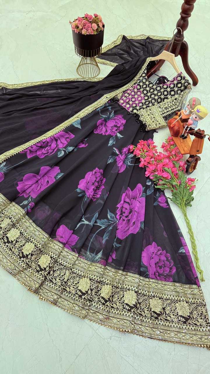 YNF FAUX GEORGETTE KESH158 10106 GOWNS WHOLESALE PURPLE GEORGETTE ANARKALI PRINTED GOWNS MANUFACTURER - Deevit International