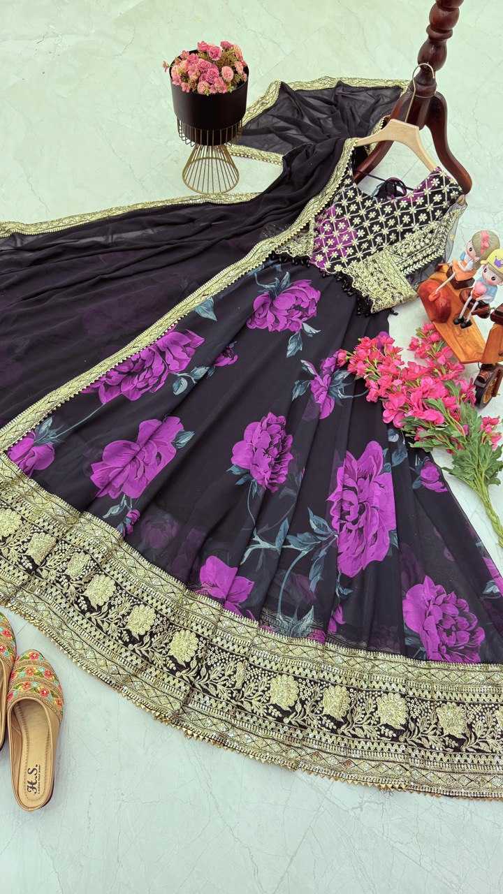 YNF FAUX GEORGETTE KESH158 10106 GOWNS WHOLESALE PURPLE GEORGETTE ANARKALI PRINTED GOWNS MANUFACTURER - Deevit International