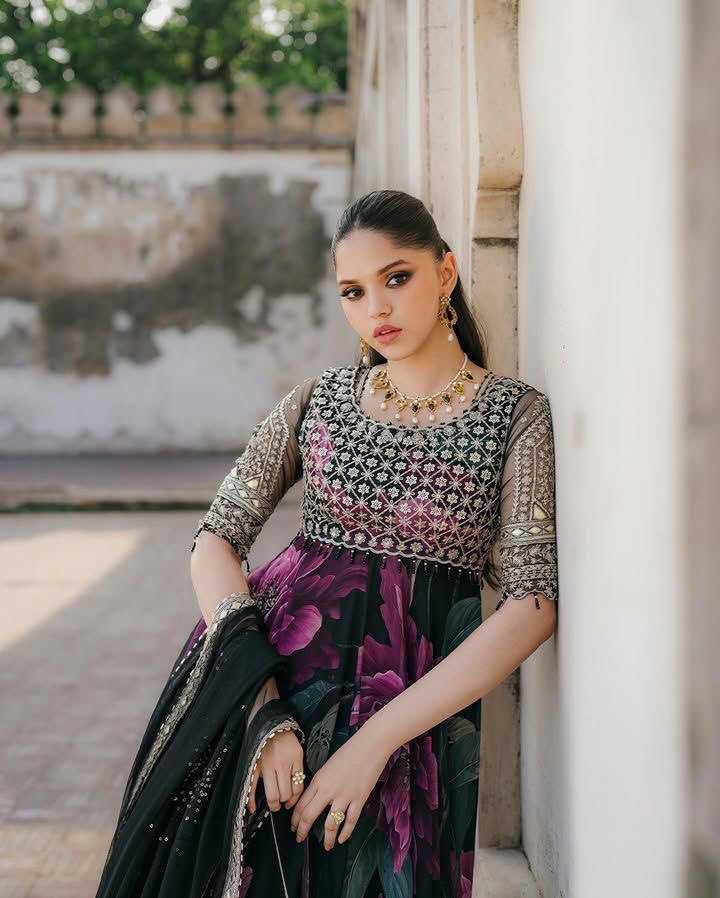 YNF FAUX GEORGETTE KESH158 10106 GOWNS WHOLESALE PURPLE GEORGETTE ANARKALI PRINTED GOWNS MANUFACTURER - Deevit International