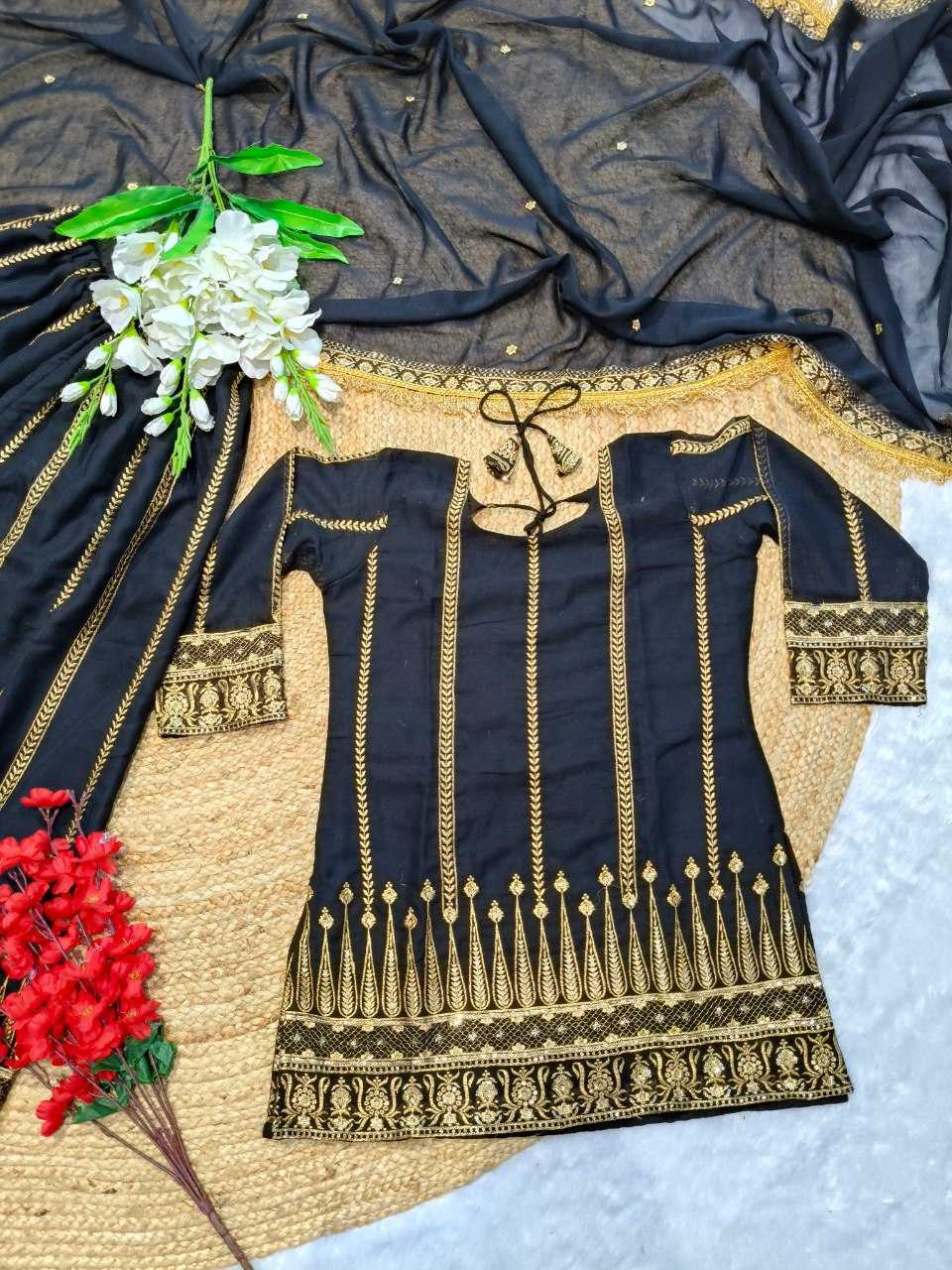 YNF FAUX GEORGETTE KESH164 G81 SUITS & DRESSES WHOLESALE GEORGETTE BLACK SALWAR WEDDING EMBROIDERY SUITS MANUFACTURE - Deevit International