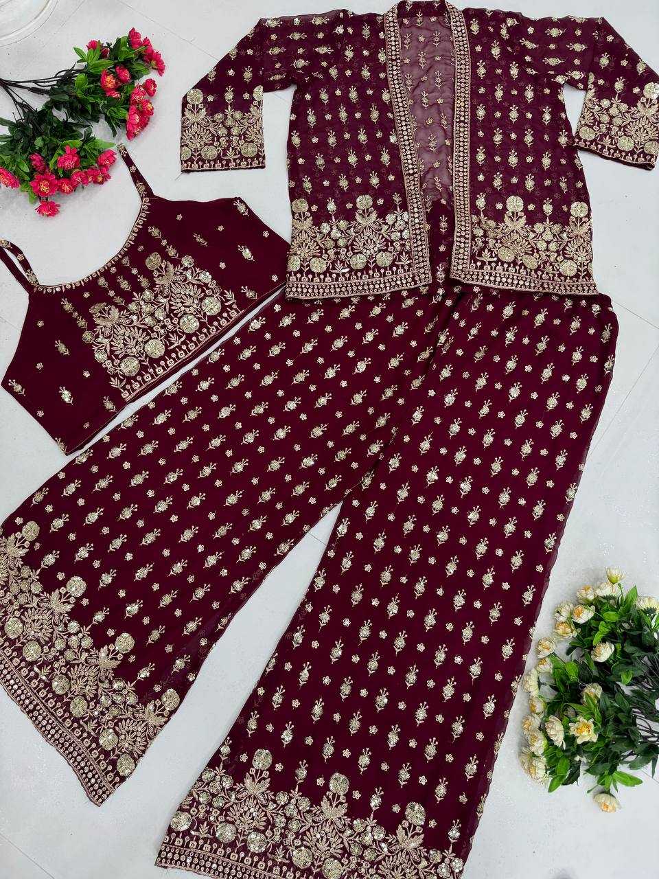 YNF FAUX GEORGETTE KESH239 189 SUITS & DRESSES WHOLESALE EMBROIDERY GEORGETTE PARTY WEAR SUITS MANUFACTURE - Deevit International